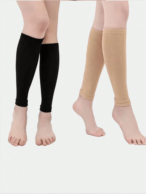 1Pair Mini Compression Leg Sleeves, Unisex Small Calf Compression Socks, Leg Cover Slimming Socks, Knee Coverage, Slightly Elastic, Breathable, Moisture-Wicking, Suitable For Outdoor Activities, Gym, Running, Hiking, Cycling, All-Year Wear