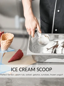 1 件冰淇淋勺，带扳机释放装置，不锈钢冰淇淋勺，专业冰淇淋勺，手柄舒适，勺形完美，非常适合硬冰淇淋、冷冻酸奶、饼干面团