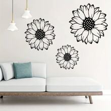 3 Pieces Metal Sunflower Wall Art, Rustic Garden Decor For Outdoor Fence, Living Room, Bedroom, Patio & Porch, No Power Required, Suitable For Modern Home Decor, Home Decoration, Room Decor, Bedroom Decor