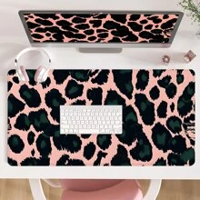Leopard Print Desk Mat, Aesthetic Boho Abstract Mouse Pad, Cute Animal Print Desk Pad, Pink Black Green Large Gaming Desk Mat, Gift For Herschool Supplies,Back To School