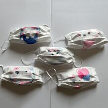 Sanrio 10pcs Cute Rabbit Printed Reusable Face Mask - Breathable, Washable And Reusable, Suitable For Outdoor Activities, Driving And Travel - Perfect Gift For Women, 3-Layer Disposable Protective Mask, Elastic, Windproof, Sun-Proof, Comfortable, Breathable, Casual Wear, Women Style Jacquard Woven Scarf For Outdoor