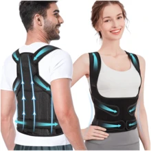 2025 Newest 1pc Back Brace Posture Corrector For Women And Men Back Straightener Scoliosis And Hunchback Correction Fully Adjustable Shoulder Support Spine Corrector Support Adjustable Posture Trainer Gym Accessories Lumbar Girdles - Black - View 2