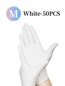 100只/包 白色一次性丁腈手套，无粉，耐用，适用于家庭和厨房清洁，不含乳胶，不麻木手指，适用于厨房、浴室、客厅家务、油漆、户外旅行和家用工具使用，多用途手套（袋装） - 白色 - 查看 21