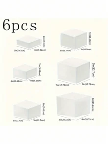 1/6pcs Acrylic White Square Storage Box, Desktop Organizing Box And Storage Box, Living Room Horizontal Organizing Box, Party, Wedding, Festival Dessert Cake Display Organizing Box, Baking Pastry Plate - White - View 14