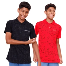 Pacote 5 camisetas gola polo Infantil juvenil do 10 ao 16