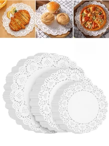100 Pieces Round Paper Placemats, Paper Doilies, 6.5, 8.5, And 10.5 Inch Doilies For Food, Disposable Lace Paper Doilies For Tables, Crafts, Baby Showers, Parties, Wedding, Birthday, Tableware Decoration