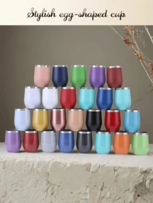 便携式大容量保温杯，简约多色杯，真空保温杯适合日常使用、礼物、聚会、办公室、咖啡、果汁、牛奶、苏打水等饮品，回到学校 - 黑色 - 查看 11