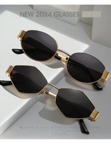 4 pièces / 3 pièces / 2 pièces / 1 pièce Lunettes de mode ovales en métal de style rétro européen et américain, lunettes en forme de diamant, lunettes semi-circulaires, style rétro populaire et polyvalent, convenant aux hommes et aux femmes, pour les vacances, les loisirs, les accessoires de plage, l'utilisation quotidienne et les activités de plein air pour les vacances d'été à la plage, les sorties, les voyages