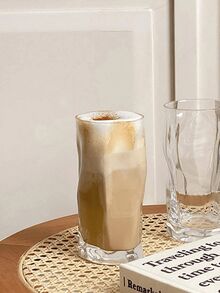 1pc Glass Mug, Nordic Asymmetrical Transparent Coffee Mug For Home, Office - Transparent - View 3