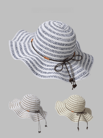 1 szt. Damski kolorowy, pasiasty, koralikowy, dekoracyjny, miękki, składany, ręcznie robiony słomkowy kapelusz przeciwsłoneczny, duży rondo, letni kapelusz plażowy z ochroną UV, odpowiedni na codzienne wyjścia i wakacje