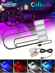 GLANBERT 1 Draggable 4 LED Car Interior Atmosphere Lights, USB Car Foot Pedal Lights, Colorful Foot Lights - Multicolor - View 2