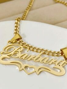 1pc Gold Variety Of Styles Can Be Customized Personalized Children Stainless Steel Heart Tag Personalized Name Necklace, Detachable Chain, Stylish Personalized Jewelry, Fashion Accessories, The Best Gift For Friends And Family, Suitable For Everyday And Party Occasions, Christmas Holidays All Season Elegant And Hip Hop Style,Multi-Functional,Ornamental,Letter,Stylish,Vintage,Adorable,Cute,Custom,Personalised,Unique,Customized,Ideal Gifts For Him,Ideal Gifts For Her,Son,Daughter