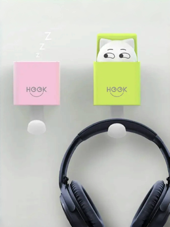 1pc Cat Shaped Adhesive Plastic Wall Hook, Decorative Animal Hook, Strong Load Bearing Capacity Up To 4.41 Lbs, Suitable For Hanging Clothes/Bags In Bathroom/Bedroom/Kitchen/Kids Room (Cat-Themed Hook)