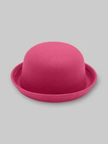1 Pc Solid Color Casual Polyester (Polyethylene Terephthalate) Round Top Hat, Fashion & Versatile For All Seasons, Commuter - Bowler Hat - View 11