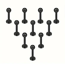 10pcs/Set Stainless Steel Earrings & Lip Rings, Unisex Body Piercing Jewelry - Lip Rings, Ear Studs, Ball Spiral Studs, Lip Studs, 6/8/10mm