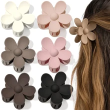 6 Stück Blumen Haarclips, große Klammern für Frauen und Mädchen mit dickem und dünnem Haar, starker Halt rutschfeste große Gänseblümchen-Klemmen matte Haaraccessoires 6 Farben Sommer