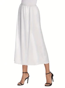 QING ROU Omen's Satin Half Slip 36" Lace Long UnderskirtW Skirt Extenders