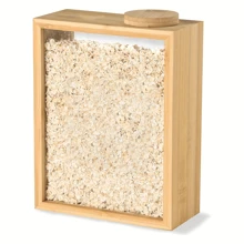 Bamboo Airtight Slide Lid Container - Sealed Storage Box-,Coffee Bean And Pasta Storage Box 3L Vintage Kitchen Food Storage - Bamboo Slide Lid Jar For Coffee, Pasta And Dry Food Bamboo Food Preserver - Coffee Bean Dispenser And Pasta Container