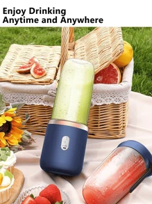 1pc USB Rechargeable Portable Juicer Blender, 400ml Wireless Mini Fruit Juicer Cup, Fast Juice Extraction & Direct Drinking, , Lightweight & Compact, 6 Blade Cutter Head, Strong Battery Life & High-Speed Blade, Multi-Function Juicer For Smoothies & Milkshakes, Ideal For Home, Travel, Sports, Outdoor Activities, Home Kitchen Appliances