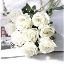 1/6/10 Stücke künstliche Seidenblumen, realistische gefälschte Rosen Blumenstrauß mit langem Stiel für Heim, Hochzeit, Dekoration, Party, Muttertags-Geschenk, Blumenkörbchen, Auto-Dekorationen, Kleiderzubehör, Blumen-Arrangement (Weiß)