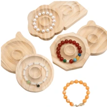 木制珠宝展示托盘和手链架，用于珠宝设计的工艺品和 DIY 用品，串珠返校 - 原木色 - 查看 4