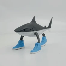 Creative And Abstract Net-Famous 3D Printed Items Inspired By The Shan Hai Jing, Including TungTungTung Sahur Wooden Stick Man, Tralalelo Tralala Shark, Bombardinocrocodilo Crocodile Fighter Jet, 6cm Monkey With Banana Pendant, And 13cm Frog On Tire Ornament. These Are Stress-Relieving Figurine Toys, Which Are Perfect For Playing With In The Office. They Can Be Used As Birthday Gifts, Couple's Anniversary Gifts, Summer Vacation Gifts, Or Party Gifts. - Multicolor - View 11