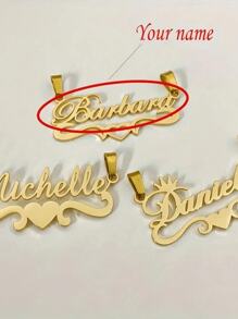 1pc Gold Variety Of Styles Can Be Customized Personalized Children Stainless Steel Heart Tag Personalized Name Necklace, Detachable Chain, Stylish Personalized Jewelry, Fashion Accessories, The Best Gift For Friends And Family, Suitable For Everyday And Party Occasions, Christmas Holidays All Season Elegant And Hip Hop Style,Multi-Functional,Ornamental,Letter,Stylish,Vintage,Adorable,Cute,Custom,Personalised,Unique,Customized,Ideal Gifts For Him,Ideal Gifts For Her,Son,Daughter