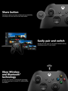 Microsoft Controlador inalámbrico para juegos Core - Serie Electric Volt X|S, One, Windows PC, Android e iOS - Negro - Negro - Ver 10