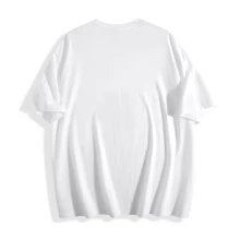 Camisa de T para hombres de cuello redondo, de los dos colores blanco y negro, adecuada para el verano y con estampados. Hecha de tela de algodón puro, es muy cómoda y tiene un estilo holgado. Tiene un diseño elegante y sencillo, y es muy adecuada como regalo de cumpleaños o regalo hecho a mano. La tela no tiene olores desagradables y lleva estampados de letras. - Blanco (delantero) - Ver 4