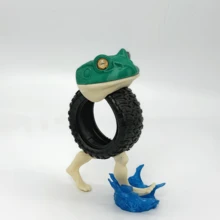 Creative And Abstract Net-Famous 3D Printed Items Inspired By The Shan Hai Jing, Including TungTungTung Sahur Wooden Stick Man, Tralalelo Tralala Shark, Bombardinocrocodilo Crocodile Fighter Jet, 6cm Monkey With Banana Pendant, And 13cm Frog On Tire Ornament. These Are Stress-Relieving Figurine Toys, Which Are Perfect For Playing With In The Office. They Can Be Used As Birthday Gifts, Couple's Anniversary Gifts, Summer Vacation Gifts, Or Party Gifts. - Multicolor - View 9