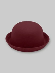 1 Pc Solid Color Casual Polyester (Polyethylene Terephthalate) Round Top Hat, Fashion & Versatile For All Seasons, Commuter - Bowler Hat - View 20