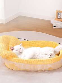 1件装公主宠物床，带蝴蝶结，蕾丝蝴蝶猫床，可爱公主猫沙发床，狗狗猫咪靠垫 - 彩色 - 查看 8