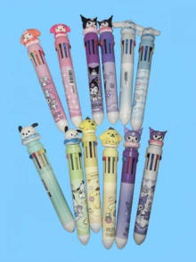 Sanrio 六件套、Coolomey、十色圆珠笔、卡通多色凝胶笔、Harperdog 圆珠笔、可爱学生文具笔、Sanrio、Sanrio 商品