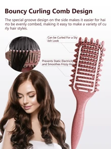 Cepillo para ondular el cabello, cepillo definidor de rizos para cabello rizado - Peine ventilado desenredante y de peinado | Reduce el tirón, realza los rizos, perfecto para el secado con secador de pelo