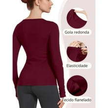 Ripoll Kit 3 Long Sleeve Women's Winter Plush Thermal Blouse - Đen/Hỗn hợp/Đỏ tía - Xem 6