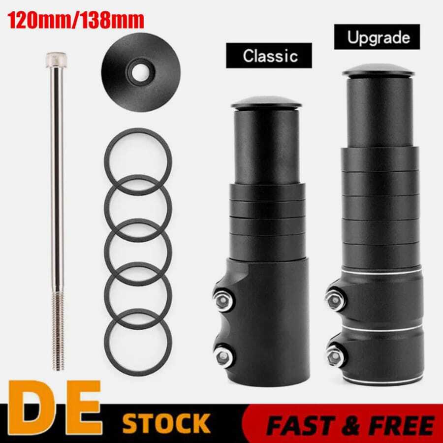120/138mm Bicycle Aluminum Handlebar Riser Bike Handlebar Fork Stem Extension Aluminum - Black - View 1
