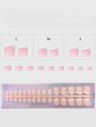 150 片短方形按压式脚趾甲，粉色法式软凝胶指甲贴，可用作 DIY 假指甲，款式简单百搭，15 种尺寸，适合女性