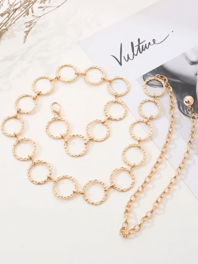 1pc Women's Dotted Meteor Circle Design Waist Chain, Versatile Metal Waist Belt Suitable For Summer Casual Wear, Ideal Christmas Gift For Friends Summer, School Fall, Autumn, Halloween