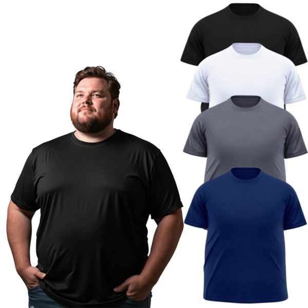 TH6 Kit 4 Camisetas Masculinas Dry Fit 100% Poliéster Premium Plus Size Básicas Lisas Manga Curta Verão Final de Ano