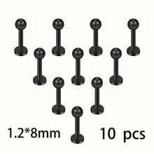 10pcs/Set Stainless Steel Earrings & Lip Rings, Unisex Body Piercing Jewelry - Lip Rings, Ear Studs, Ball Spiral Studs, Lip Studs, 6/8/10mm
