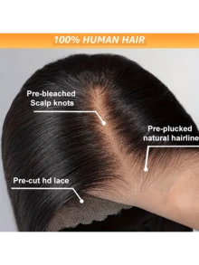 ownvmor Pelucas De Cabello Humano,200% Density 13x4 HD Lace Front Wig - 100% Brazilian Human Hair Straight Wig With Pre-Plucked Edges & Baby Hair, Natural Look Ear-To-Ear Swiss Lace Closure For, Glueless Human Hair Wig,Versatile Hairpiece | ,Realistic Hairline Wig | Preplucked Lace  8-36Inchs - Natural Black - View 11