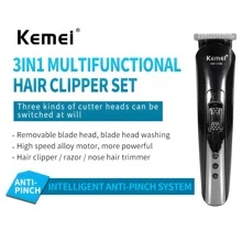 Kemei جهاز تشذيب شعر الأنف Kemei KM-1506 متعدد الوظائف قابل للشحن بمنفذ USB، ماكينة حلاقة كهربائية، ماكينة تشذيب لحية