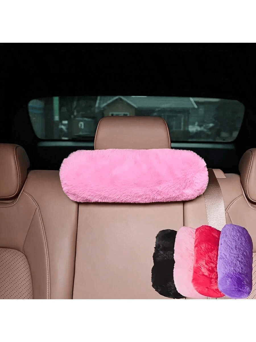 1 stuk effen gekleurde pluchen cilindrische hoofdsteun voor in de auto - biedt comfort, universele pasvorm, meerkleurige opties