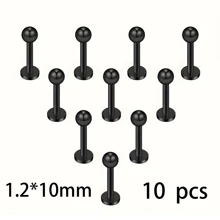 10pcs/Set Stainless Steel Earrings & Lip Rings, Unisex Body Piercing Jewelry - Lip Rings, Ear Studs, Ball Spiral Studs, Lip Studs, 6/8/10mm