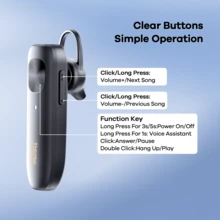 [2025 升级版] Remax 超轻夹式无线耳塞；智能防噪和水晶通话；耳机适合左右耳；双配对；无线 5.4 稳定兼容 /Android；20 小时长时间播放；全天安全贴合；免提耳机；无线耳机 - T9-黑色 - 查看 9