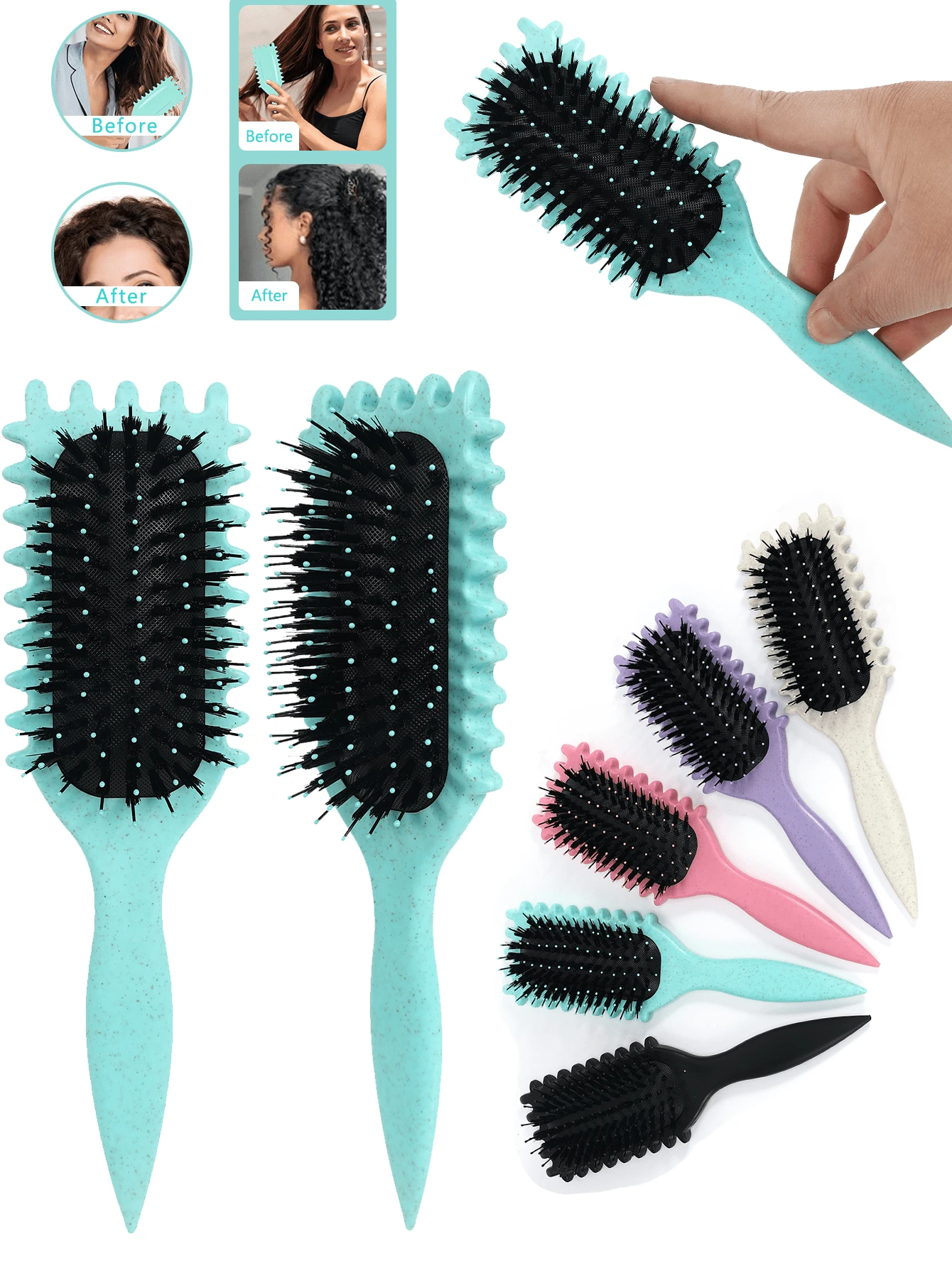 这款梳子由尼龙和荞麦秆制成，是完美的情人节礼物。它具有按摩功能，干湿发均可使用，轻松梳理秀发，令秀发顺滑不打结。小巧便携，易于携带。