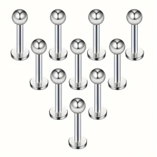 10pcs/Set Stainless Steel Earrings & Lip Rings, Unisex Body Piercing Jewelry - Lip Rings, Ear Studs, Ball Spiral Studs, Lip Studs, 6/8/10mm