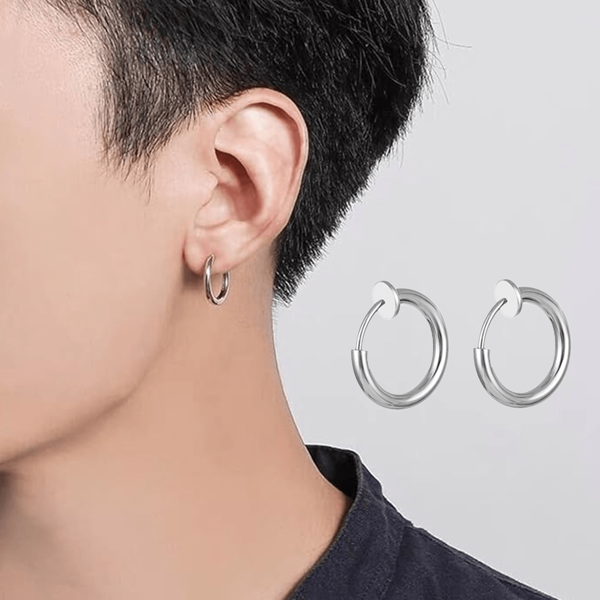 Stainless Steel Ear Cuff Non-Piercing Soft Cartilage Clip, Clip-On Earrings, Spring Ear Clips, Unisex Fake Hoop Earrings