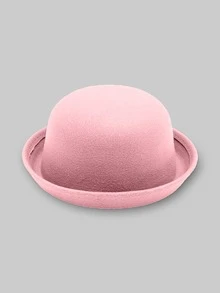 1 Pc Solid Color Casual Polyester (Polyethylene Terephthalate) Round Top Hat, Fashion & Versatile For All Seasons, Commuter - Bowler Hat - View 8