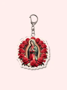 1pc/7pcs Retro Catholic Keychain Of Our Lady Of Guadalupe Mexican Virgin Mary Keyring For Accessories Bag Pendant Keychain Jewelry Gifts For Fans Y2K